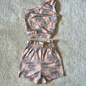 Floral One-Shoulder Top and Shorts Set